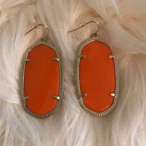 Kendra Scott orange drop earrings in gold setting